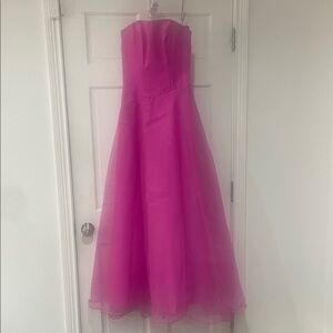 Girls Strapless Hot Pink Formal A-Line Dress